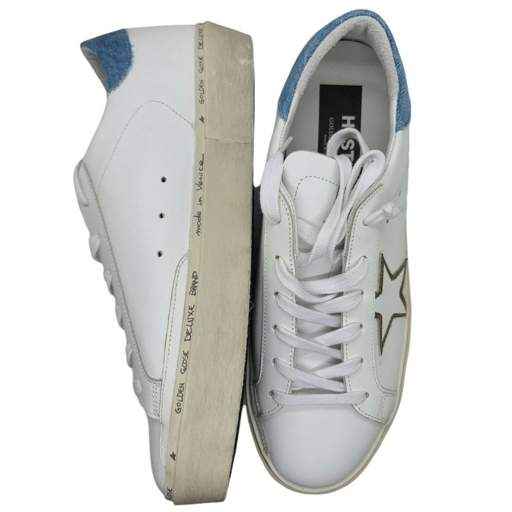 $560 Women's Sz 41 Golden Goose Hi Star Leather Lace Up Sneakers - Picture 1 of 12
